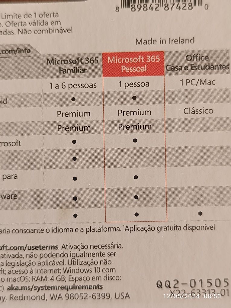 Licença Microsoft Office 365 1 ano.
