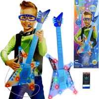 Gitara Elektryczna Dla Dzieci Z Rockowymi Okularami Mikrofonem Świeci