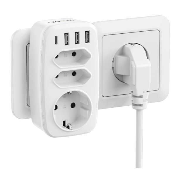 Gniazdko elektryczne 7 w 1, 3 gniazda + 3x usb, 1x usb Pd LENCENT