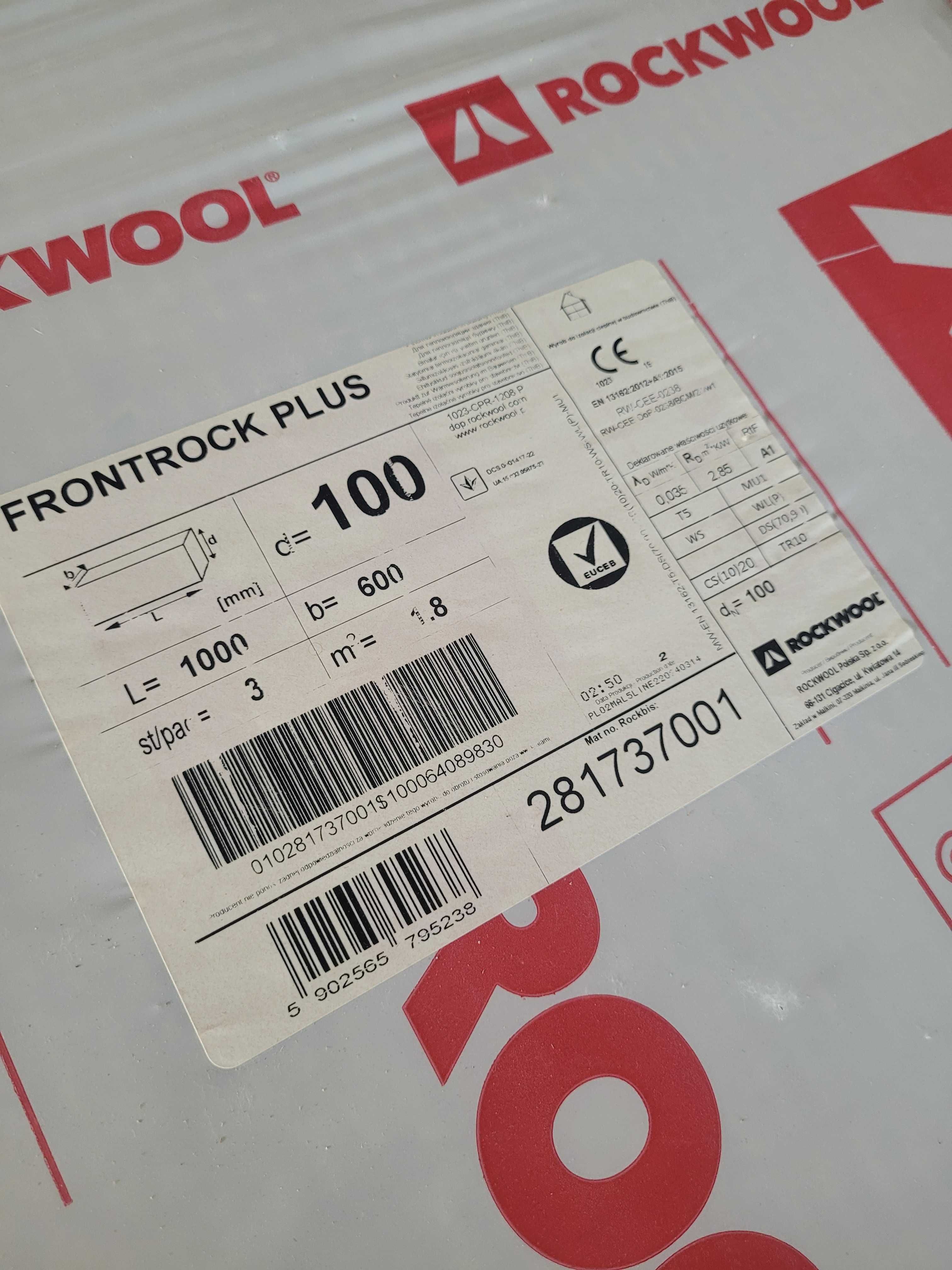 Wełna fasadowa, elewacyjna 10 cm Rockwool Frontrock Plus 0,035