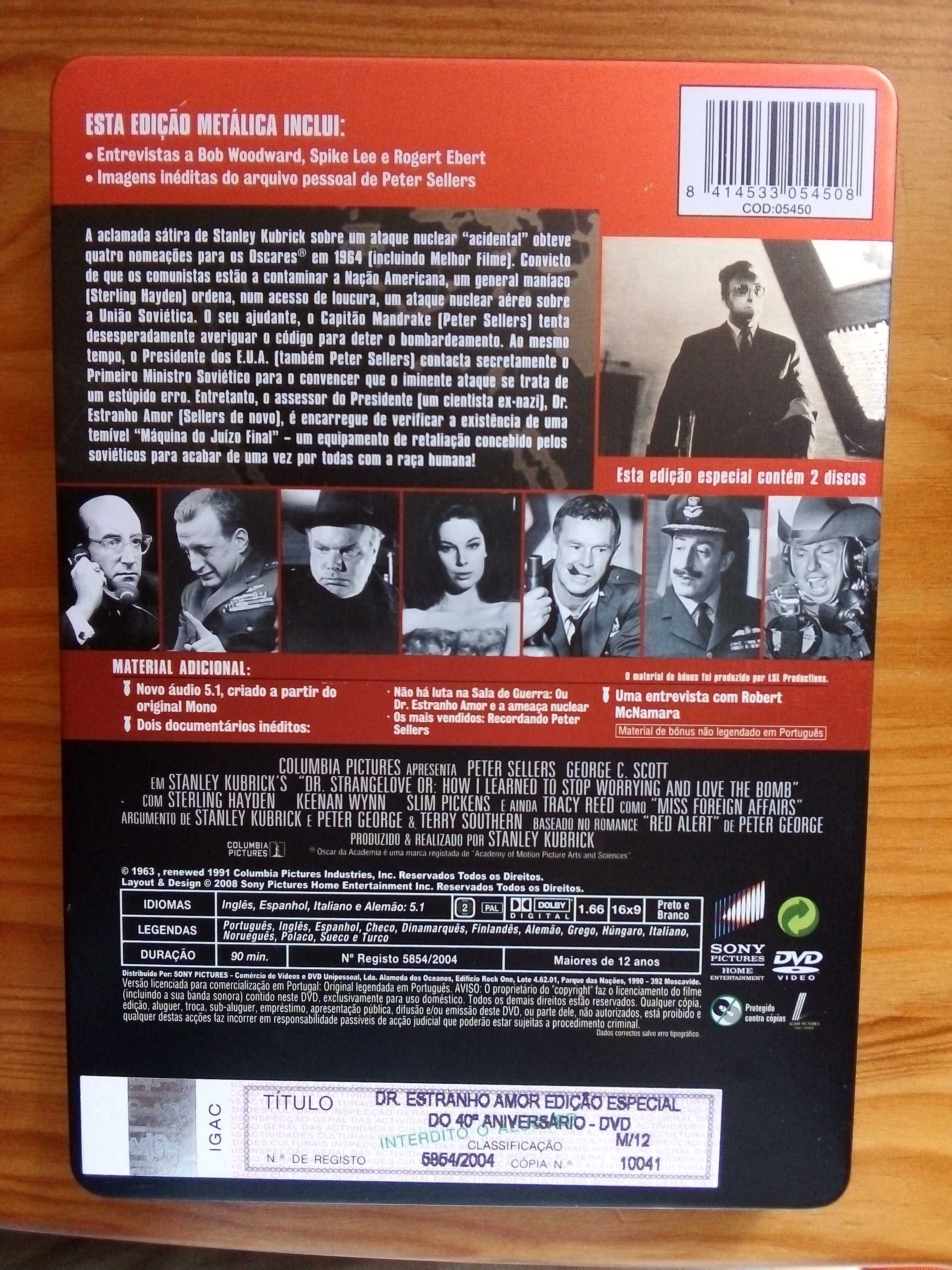Dr Estranho Amor Stanley Kubrick Edição Metálica 2DVD Peter Sellers