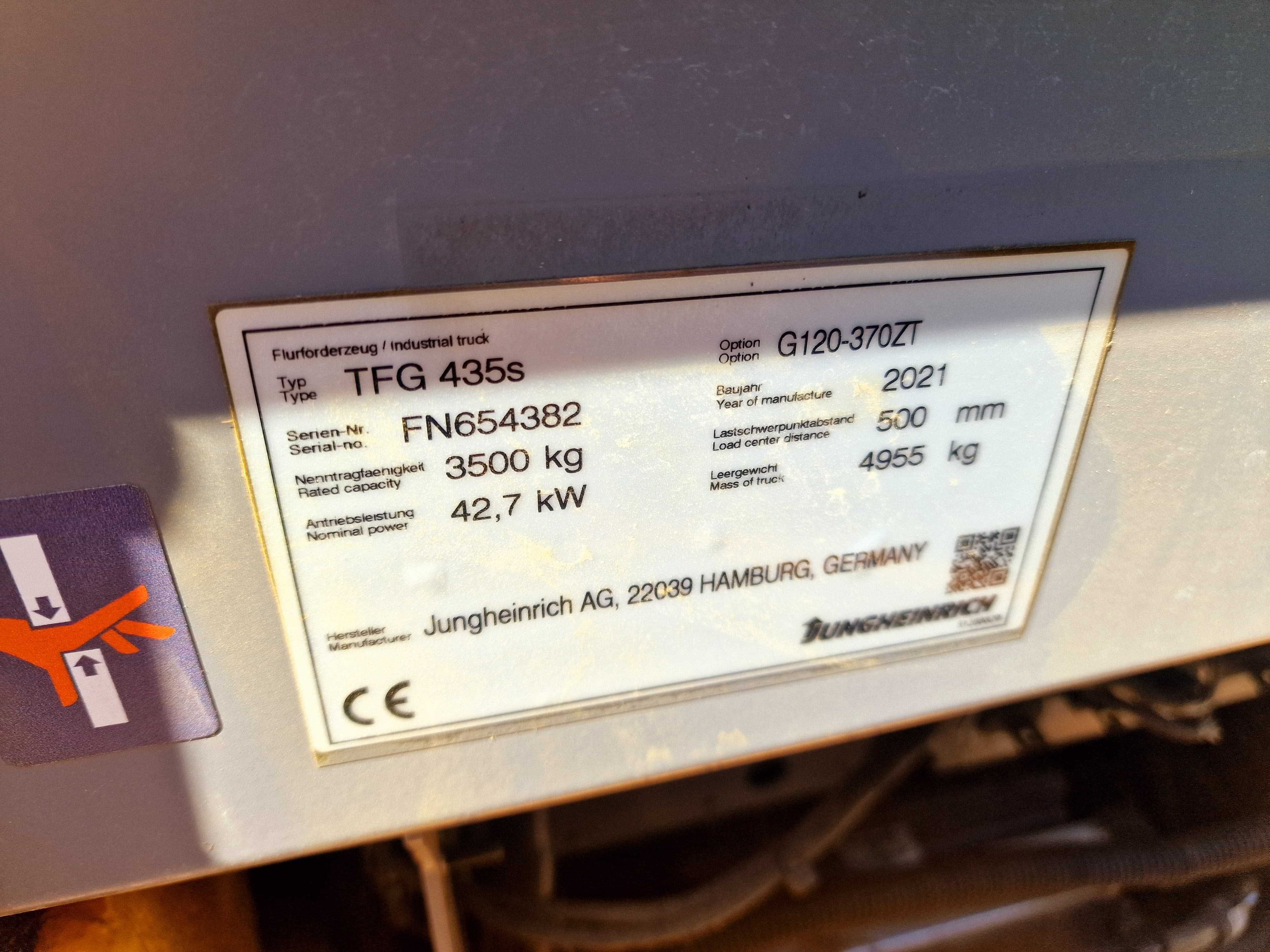 Jungheinrich TFG 435s 3.5t 2021 GAZ LPG Paletyzer  Wózek Widłowy 3.7m