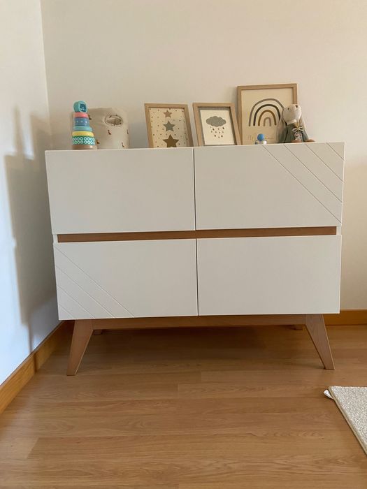 Trama Nuova berço + colchão molaflex c/ resguardo impermeavel + cómoda