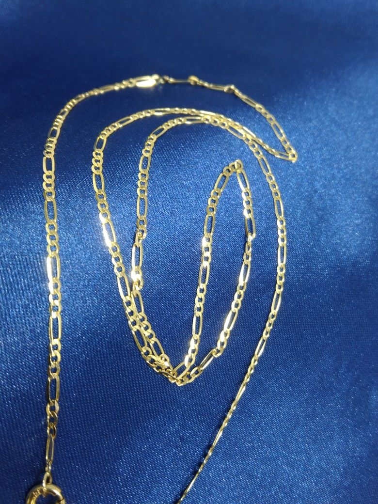 Złoty łańcuszek Figaro, złoto 585, 45 cm chrzest komunia
