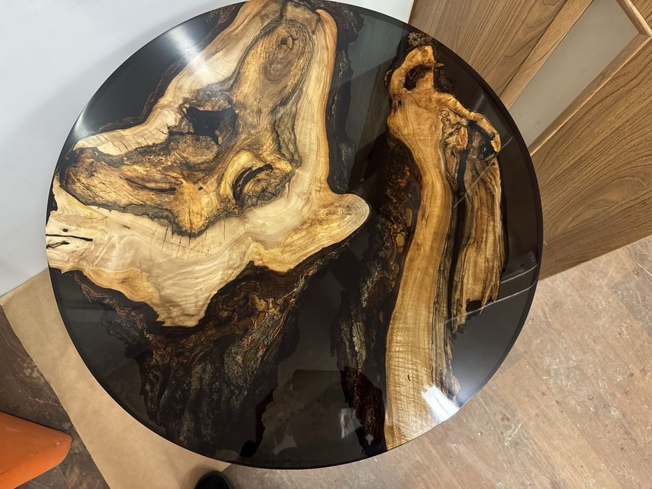 Stolik 70cm kawowy z zywicy epoksydowej