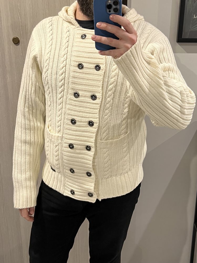 Modny męski biały sweter z kapturem Brave Soul XL