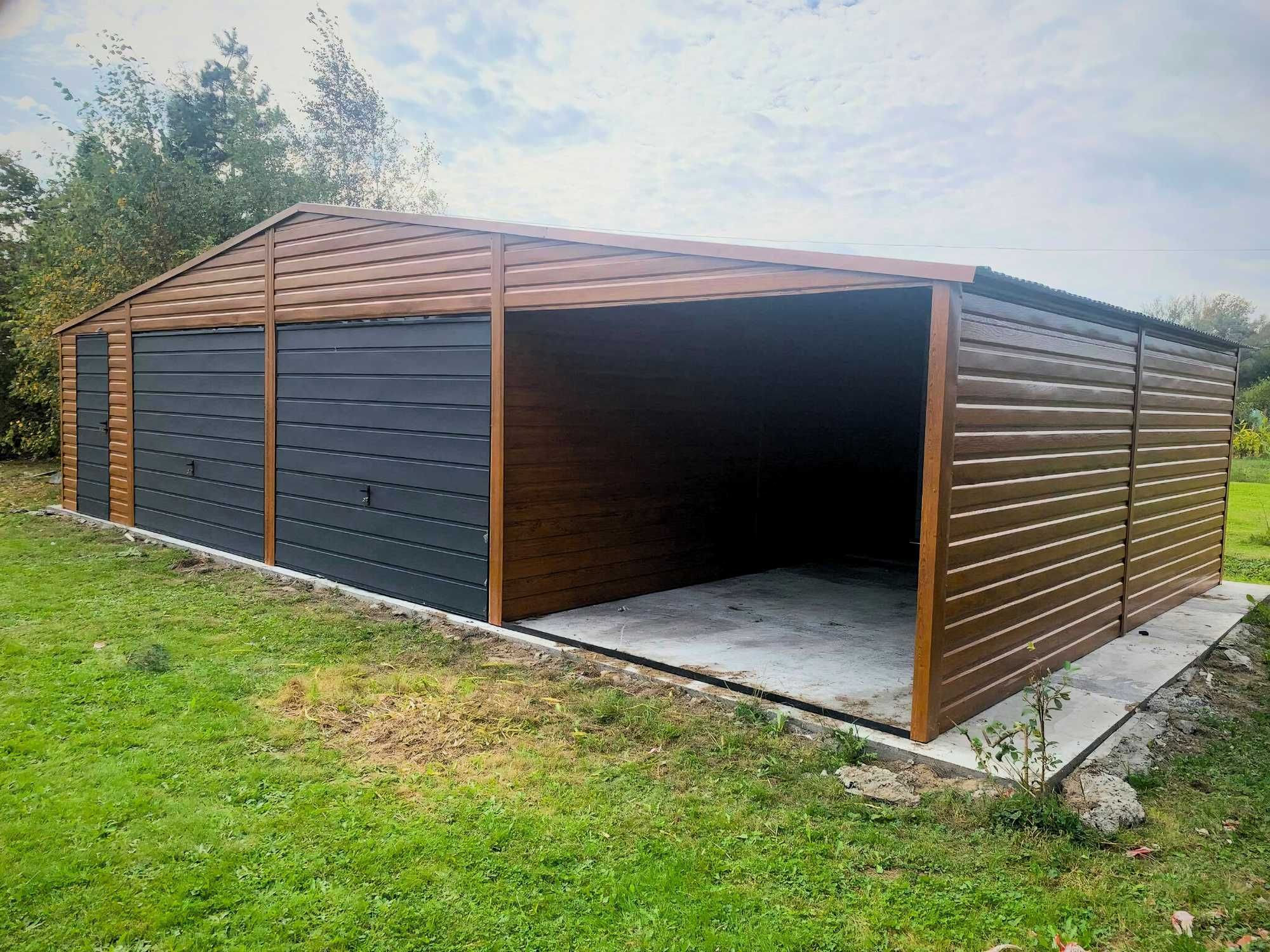 Garaż blaszany drewnopodobny 11x5m schowek na budowe |12x6 13x7 14x8|