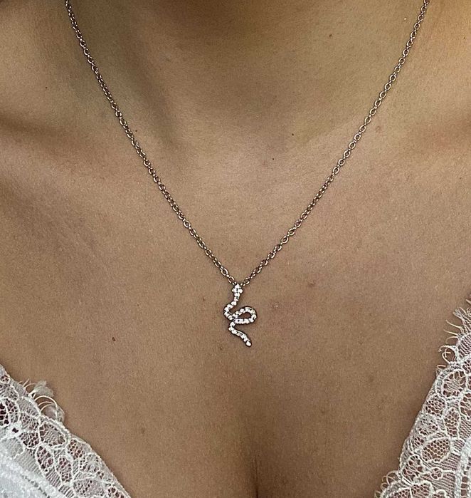 srebrny naszyjnik wisiorek łańcuszek wąż żmijka cyrkonie choker stal