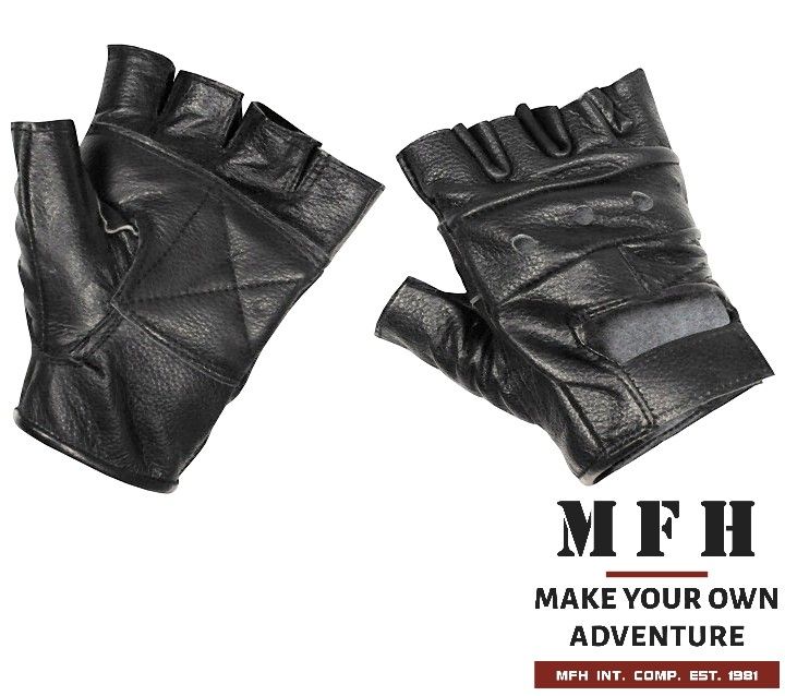 Skórzane rękawiczki bez palców Deluxe czarne L