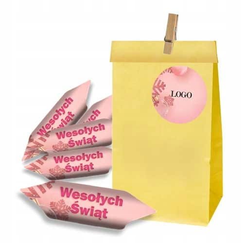 KRÓWKI reklamowe Z LOGO w torebkach żółtych 50kpl projekt ekspresowo