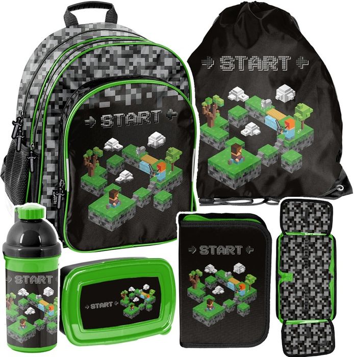 Plecak Szkolny Tornister 1-3 Klasa Paso Minecraft Dla Chłopca Czarny
