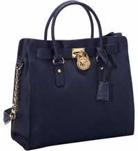 Michael KORS Hamilton navy granat złoto saffiano skóra oryginalny