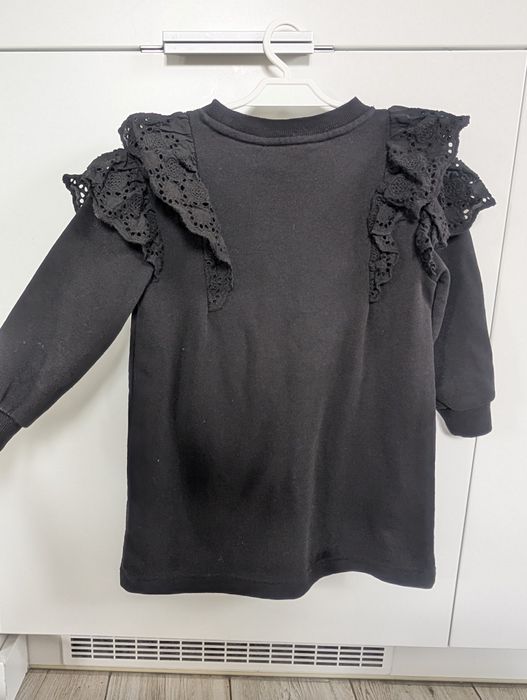 Sukienka dziewczęca H&M czarna falbanki koronka