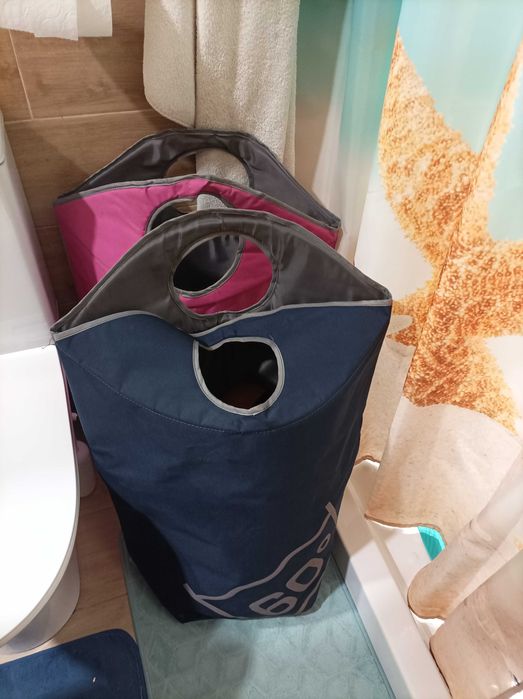 Cesto dobrável para roupa suja , com pega, leve, portátil