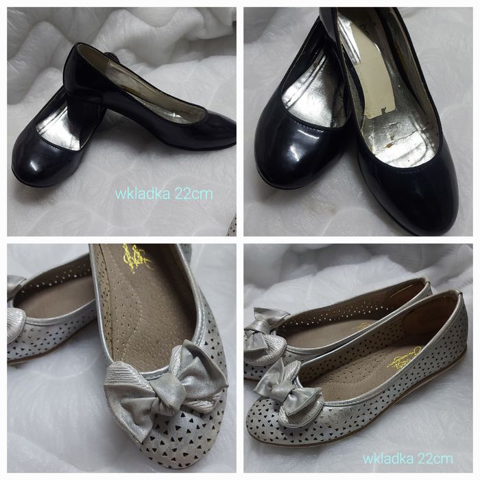 2 pary buty pantofle pantofelki czarne balerinki  do szkoły