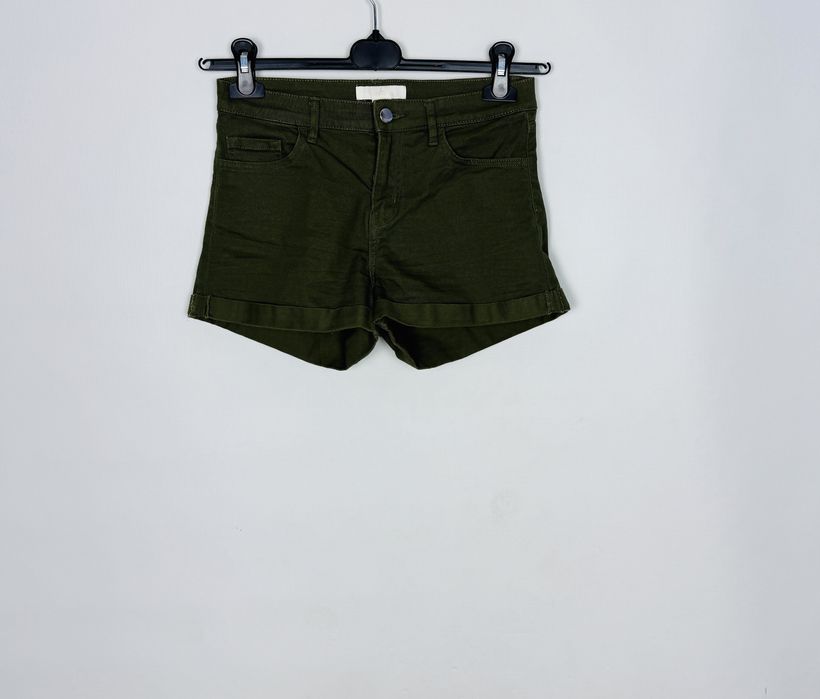 Ciemnozielone szorty z wysokim stanem XS 34 H&M