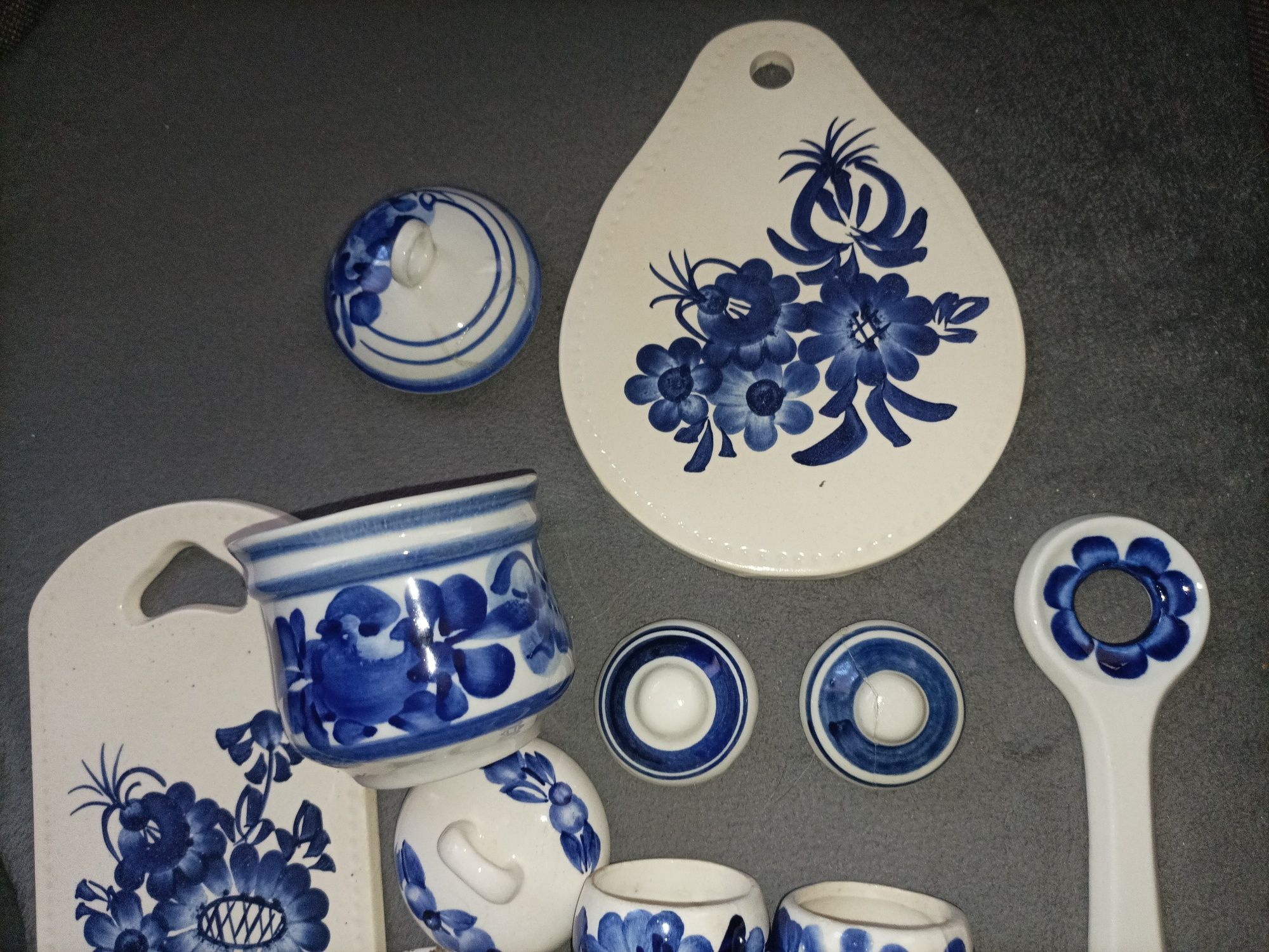 Zestaw porcelany fajans kolor niebieski