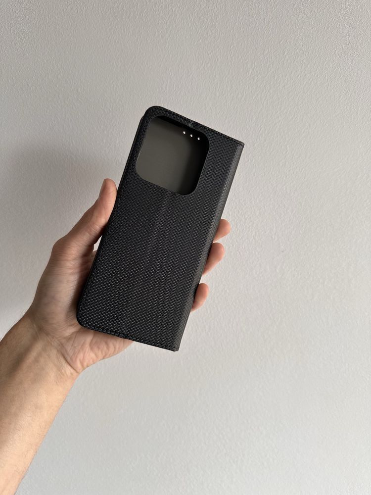 Etui Zamykane czarne + SZKŁO do REALME NOTE 60