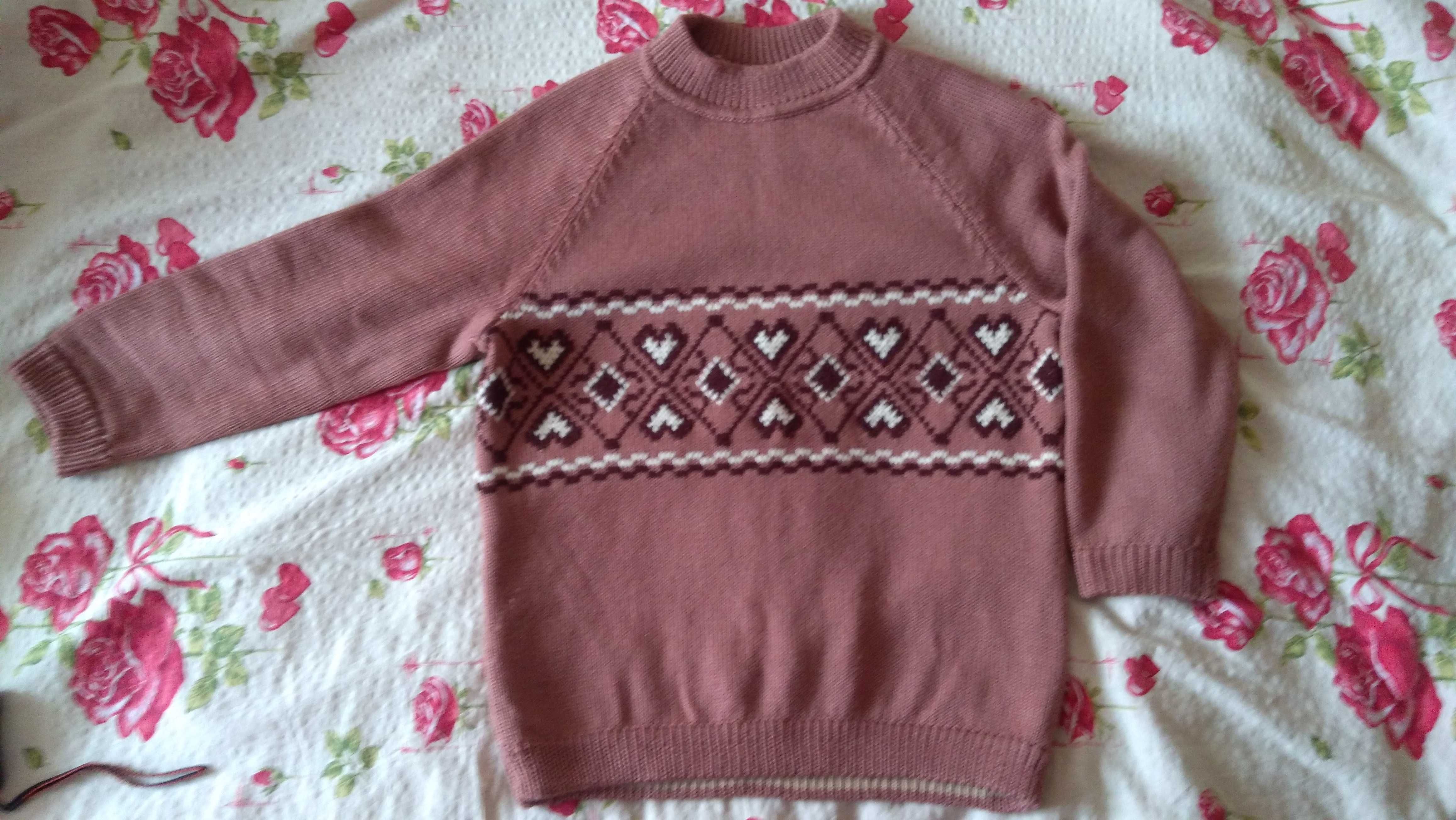 Джемпер свитер НОВЫЙ светло-коричневый цвет ШЕРСТЬ 52р.Крупная вязка.