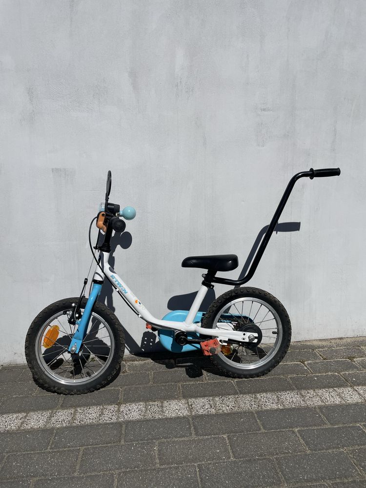 Rower 14” cali Btwin Arctic100 z rączką do nauki jazdy