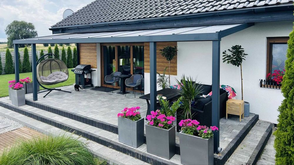 Zadaszenie tarasowe z aluminium / szkło przesuwne / darmowy projekt