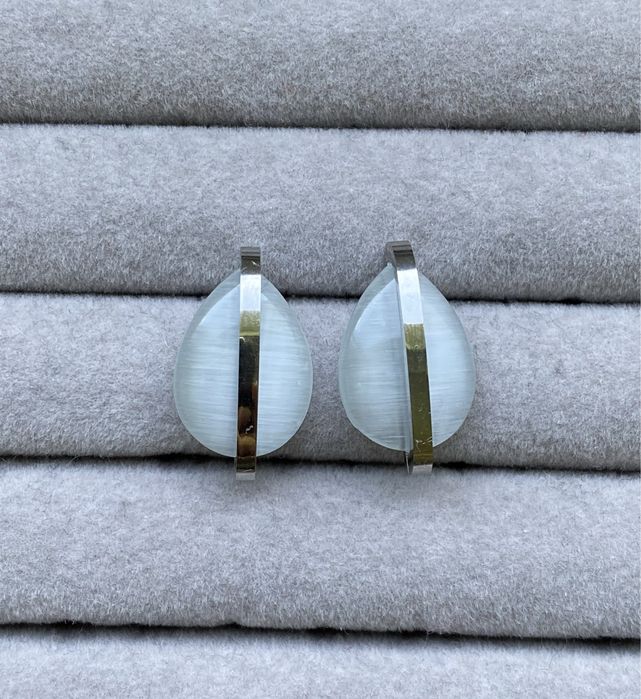 Elegancki kolczyki krople stał nierdzewna i szkło