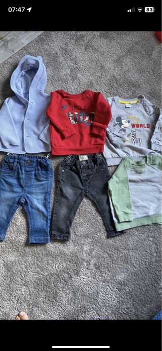 Paka ubrań h&m 74 wiosna jesień zima jeansy bluzy sweter