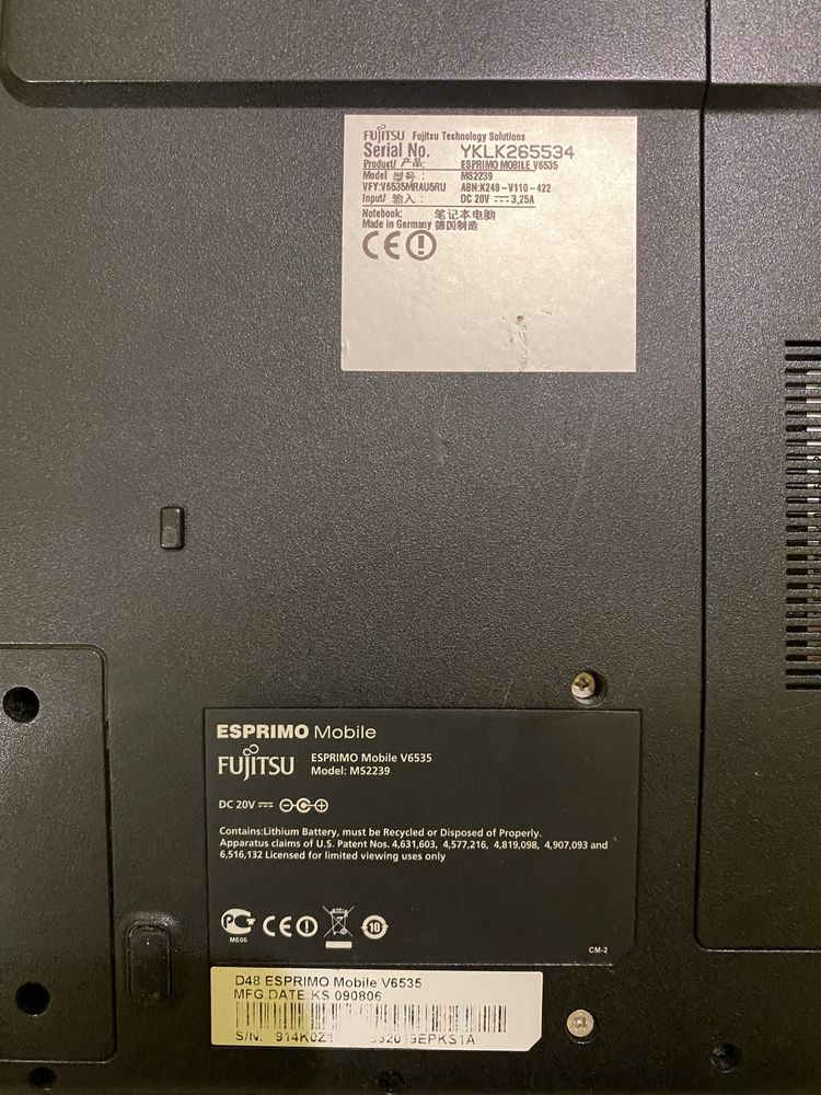 Продам ноутбук Fujitsu - Siemens Esprimo Mobile V5535.