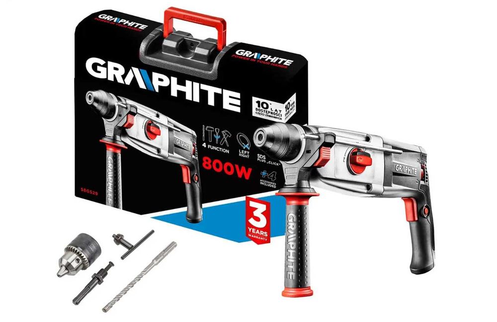 Młotowiertarka Udarowa Graphite 58G529 - 800W + WalizkaWYSYŁKA GRATIS!