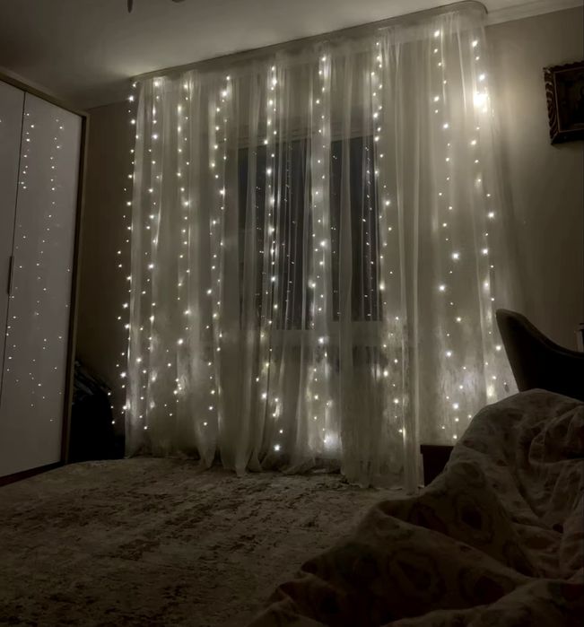 Гирлянда штора,роса 3*3, реальні фото!Led гірлянда 3 кольори,usb,пульт