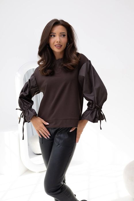 Bluzka damska Magnes Lines bordo, czekolada, beż