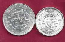 MOEDAS Ex-Colonia  Macau  2 Moedas   20 e 5 Patacas  Prata