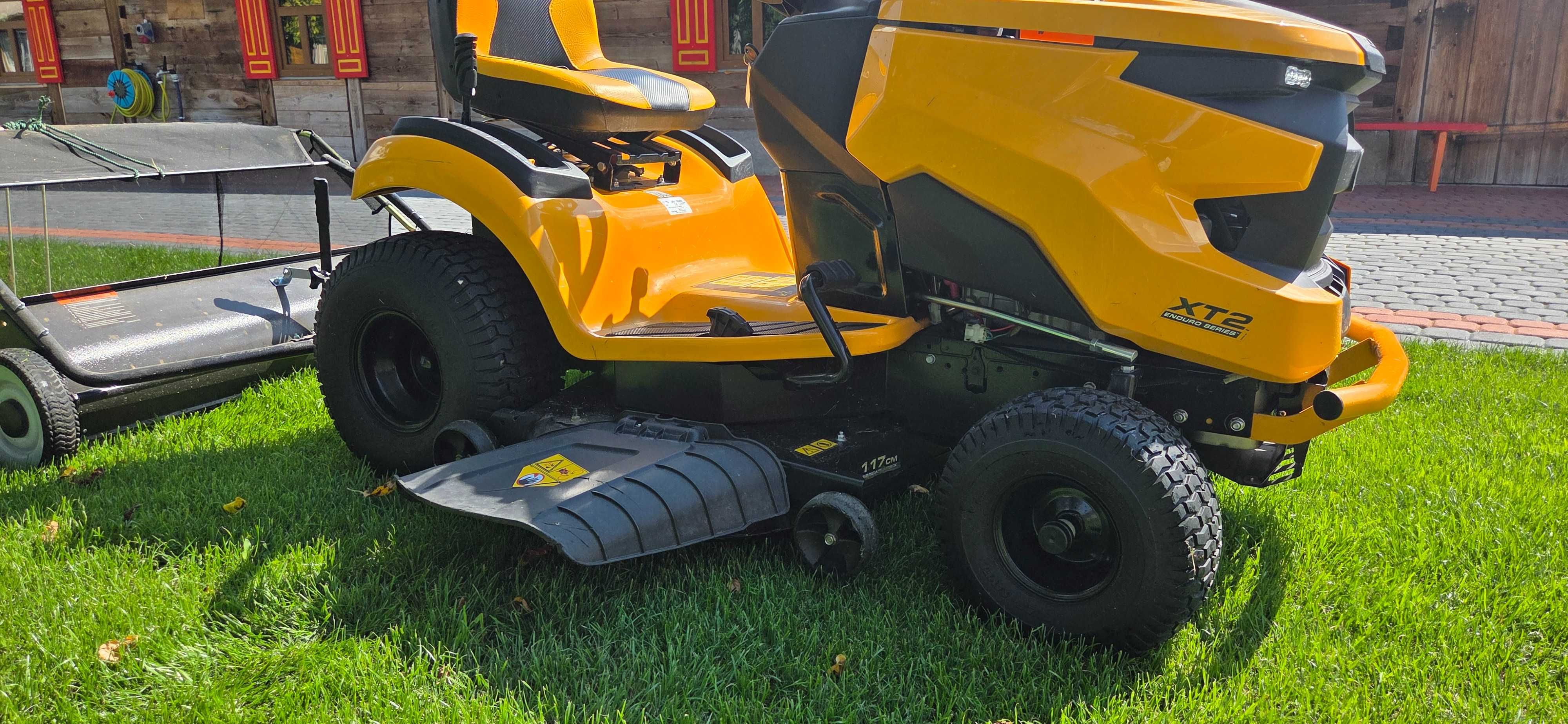 Traktorek ogrodowy Cub Cadet XT2 QS117+pług+przyczepka+łańcuchy nakoła