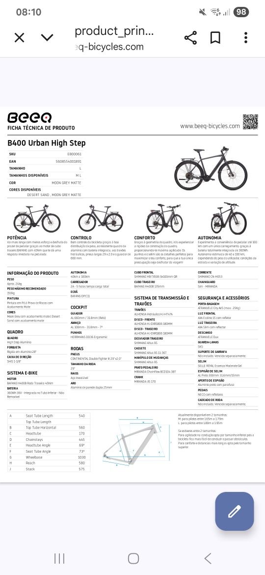 Bicicleta eléctrica beeq b400