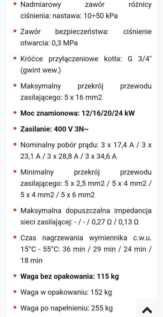 Kocioł dwufunkcyjny Kospel elektryczny