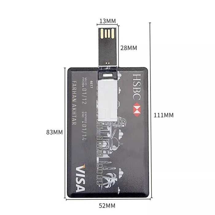 USB флешка - 8 Gb ,  в виде пластиковой банковской карты .