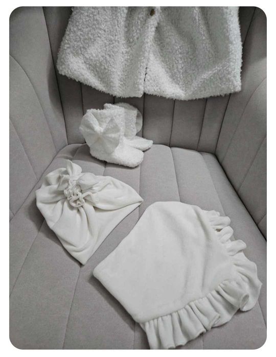 Komplet do Chrztu 80 Milulove dla dziewczynki, sukienka,koronka zestaw