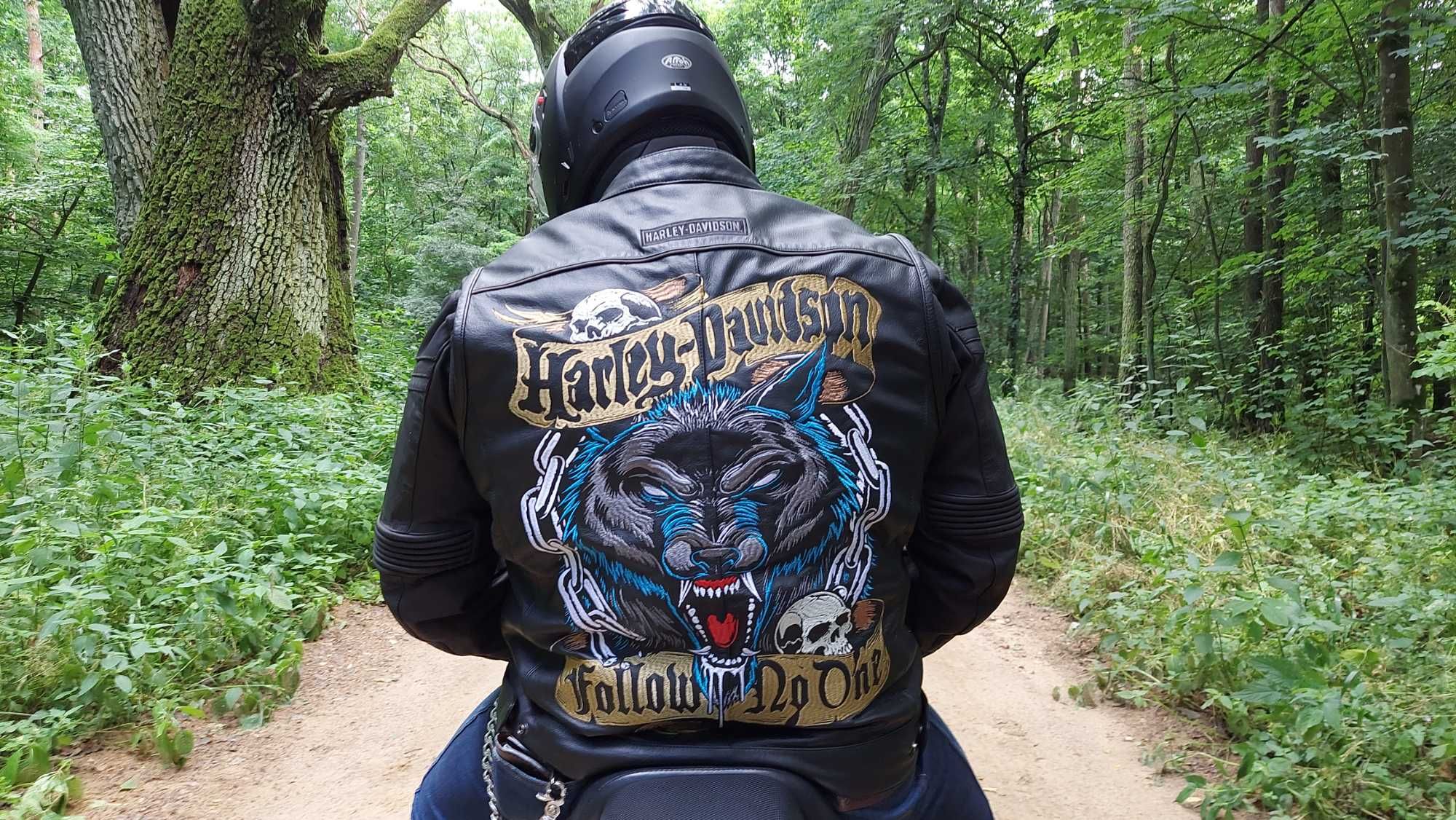 Profesjonalny haft komputerowy na skórach  tkaninach Harley Davidson.