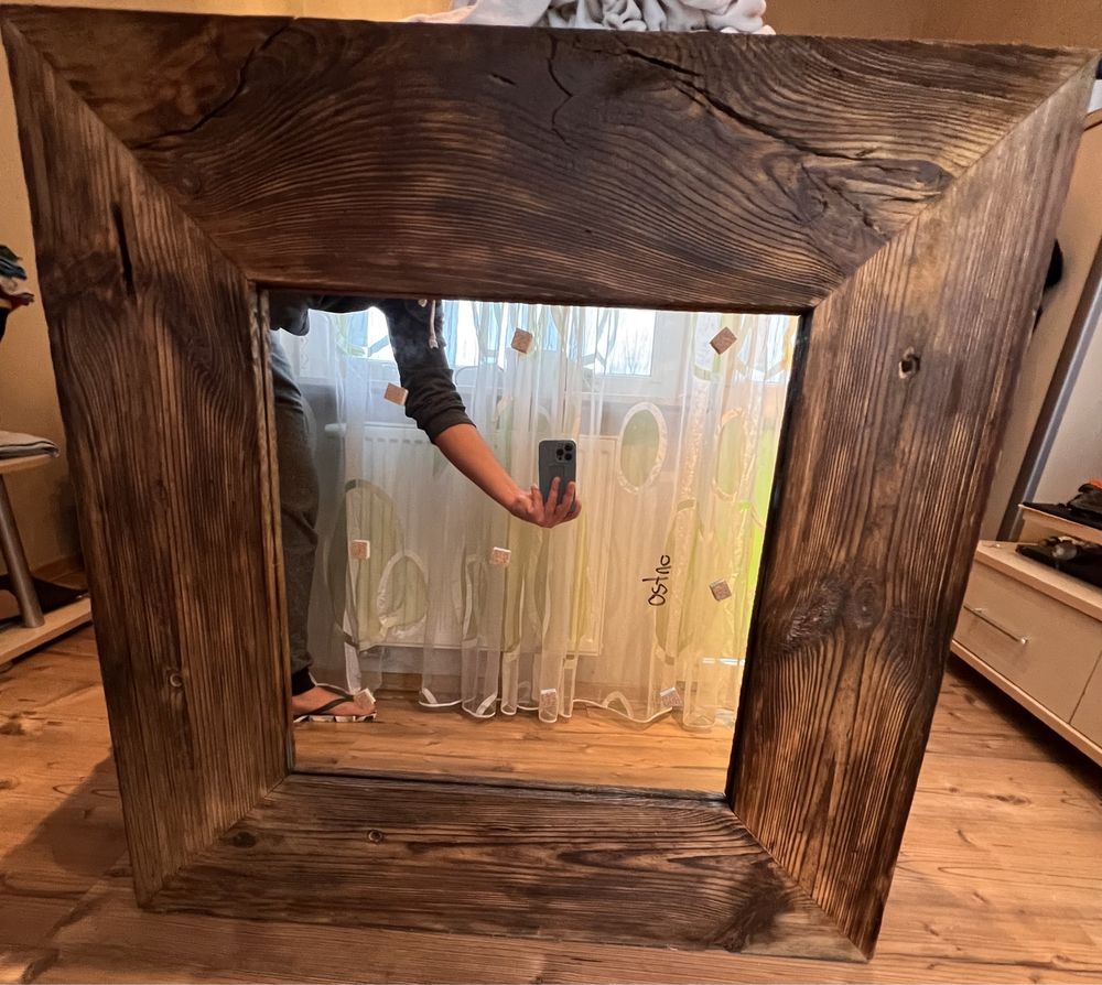 Lustro rustykalne / lustro w ramie z litego drewna