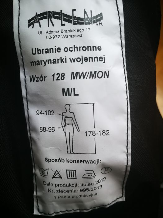 Ubranie ochronne Marynarki Wojennej Wzór 128 MW/MON, rozmiar M/L