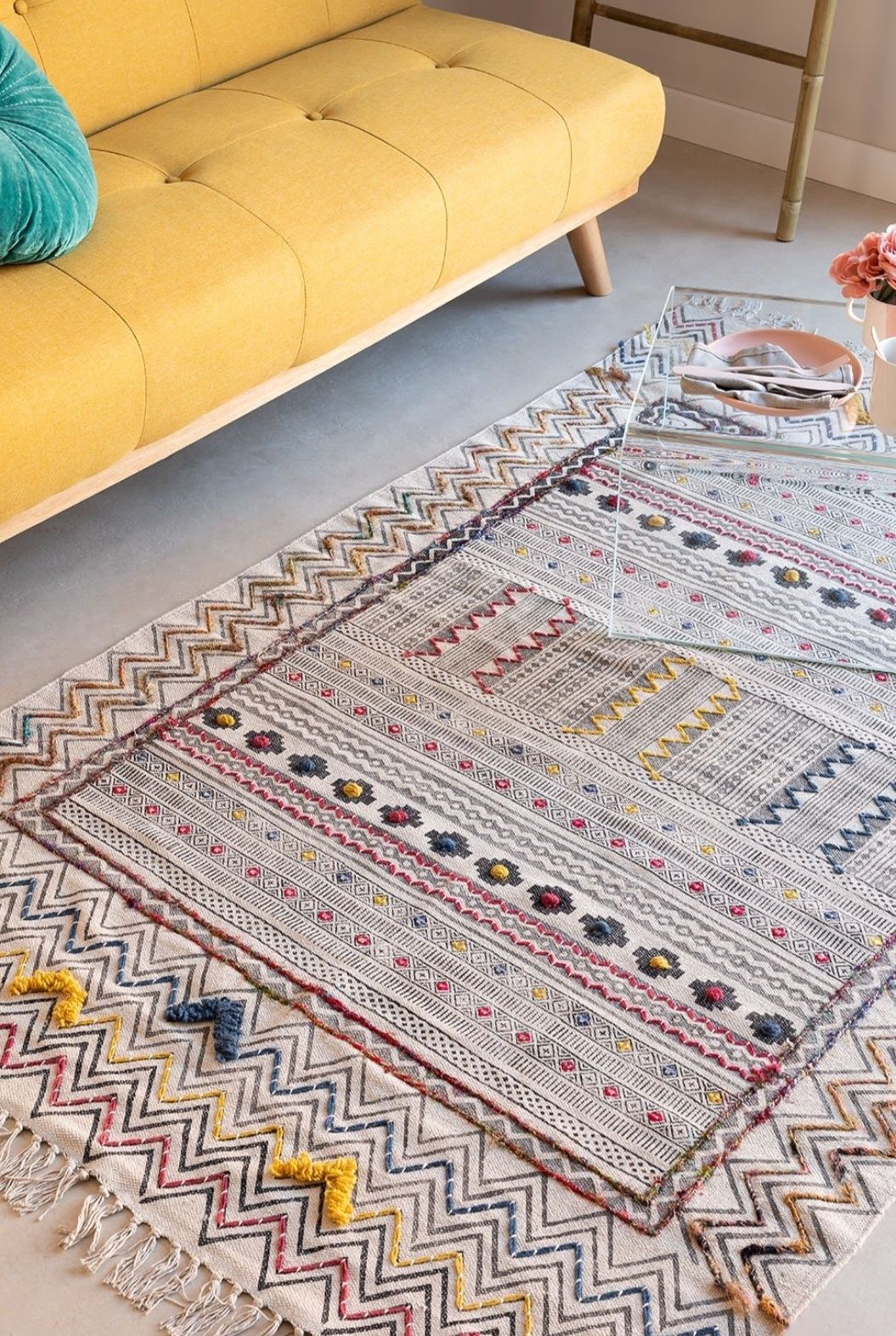 Nowy dywan bawełniany orientalny z bawełny kolorowy 189.5x124cm