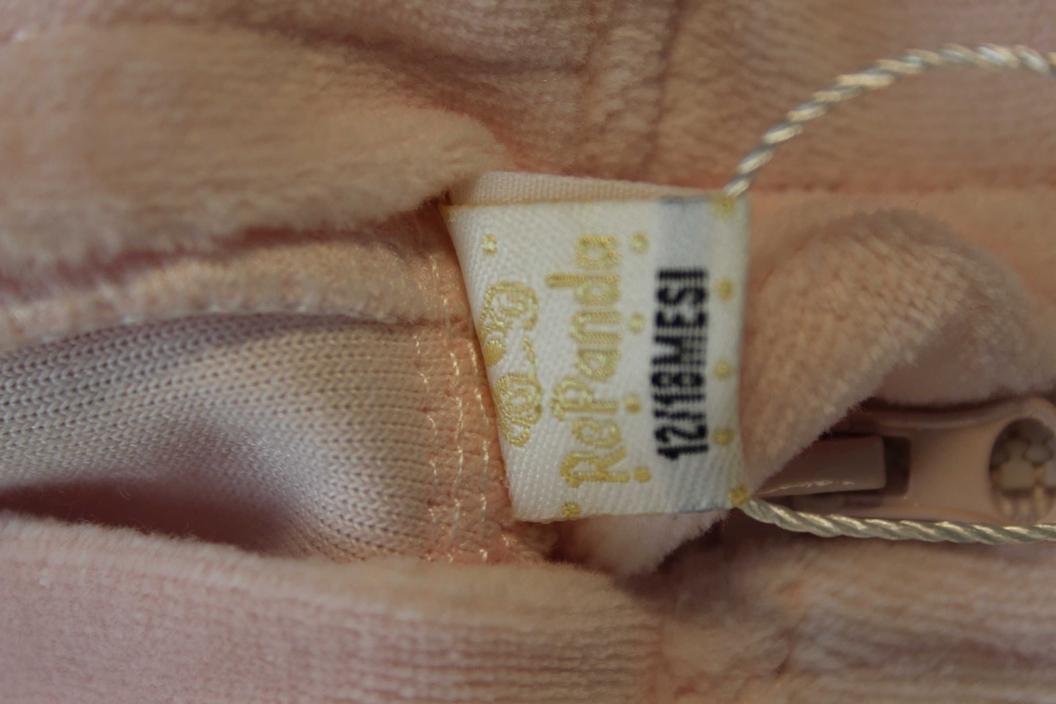 Рожева велюрова кофта худі на замку з в’язаними кишенями, 1-3р.
