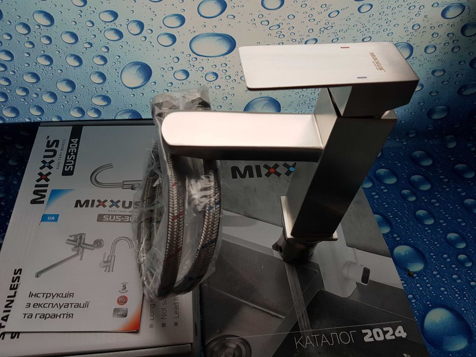 Смеситель змiшувач для умывальника MIXXUS Kub-001 нержавейка