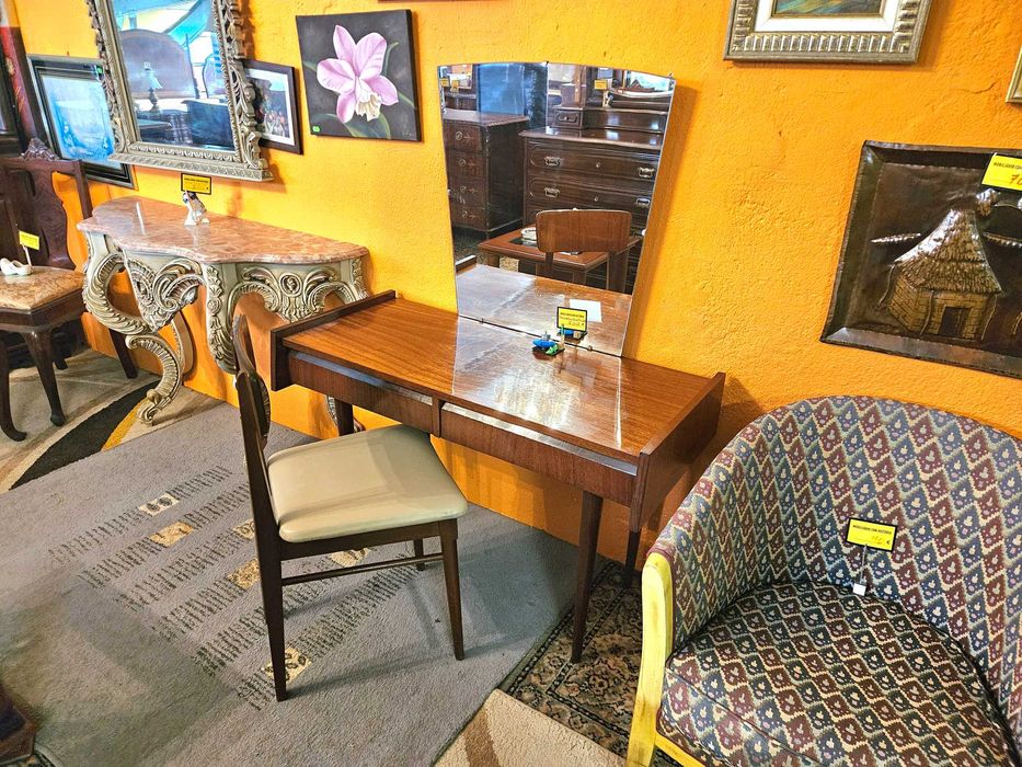 Conjunto de toucador vintage e banco - óptimo estad