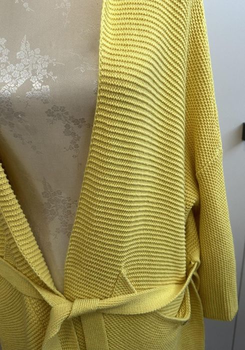 Kardigan Ilpiu sweterek zółty r. M bawełna i akryl