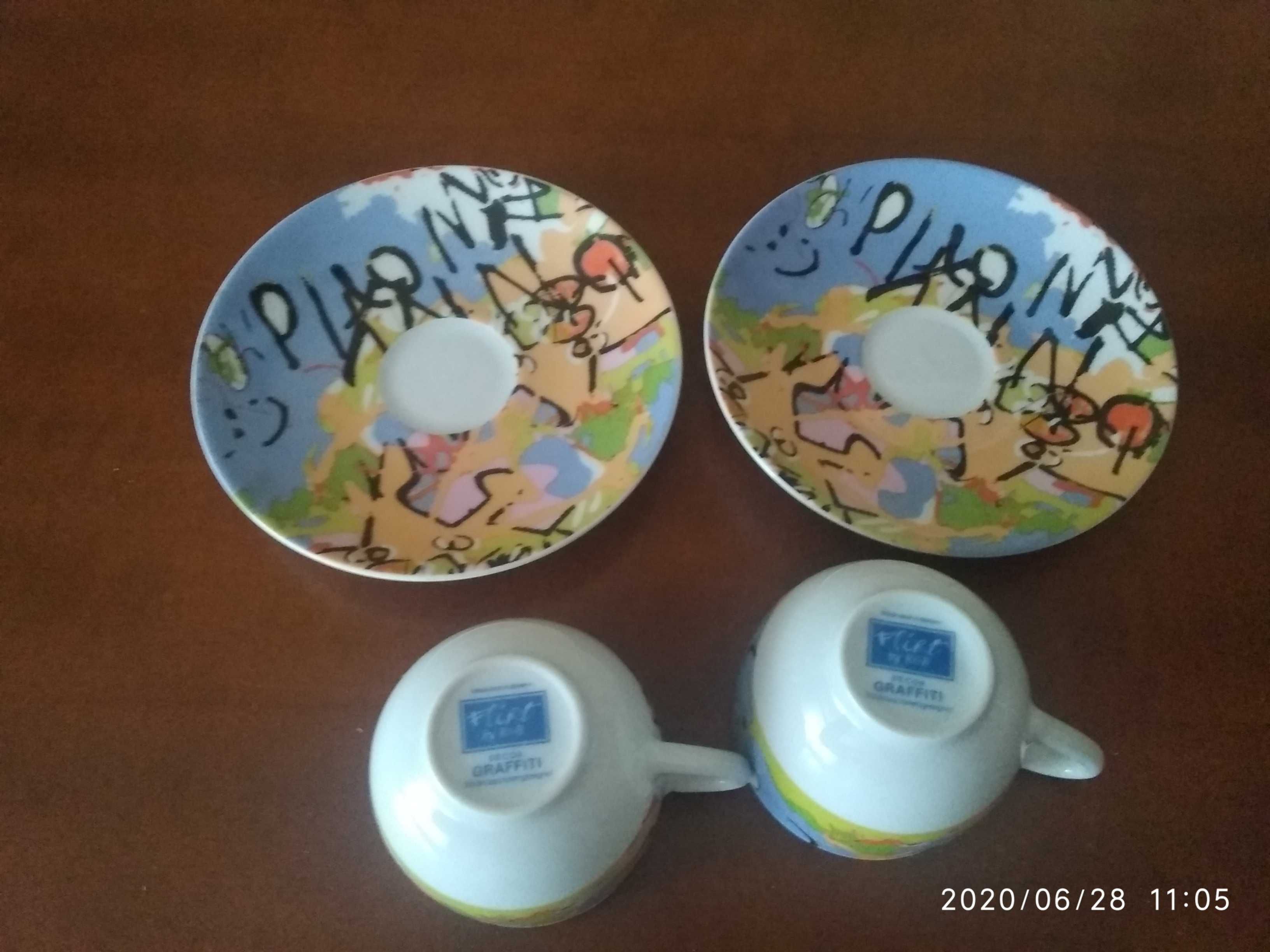 Filiżanka espresso Decor Graffiti z podstawką - para