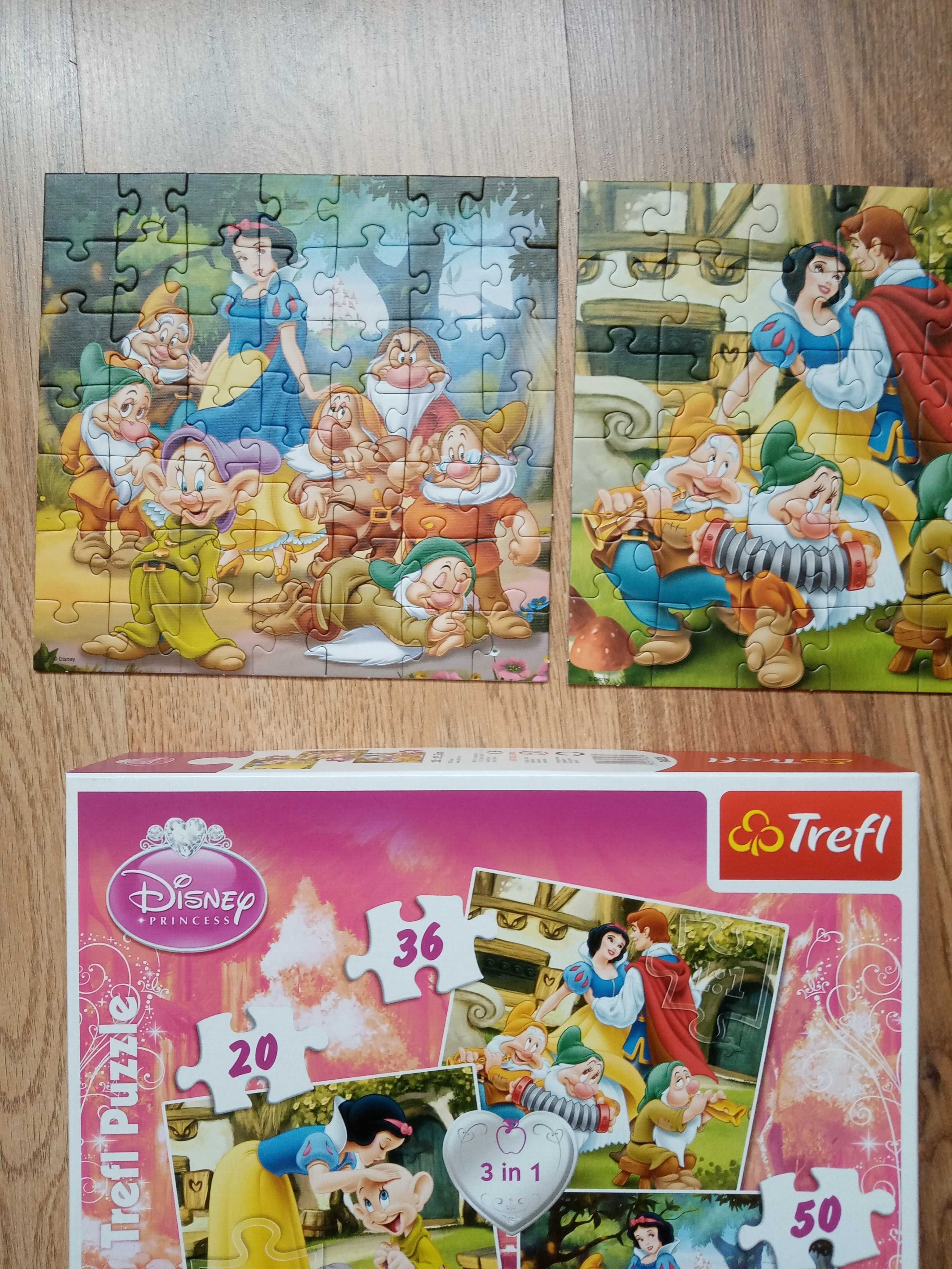 Puzzle Czerwony Kapturek / Disney / Królewna Śnieżka - 5 sztuk - 4+