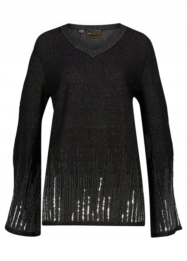 B.P.C bluzka dzianinowa sweterek czarny połyskujący z cekinami r.44/46