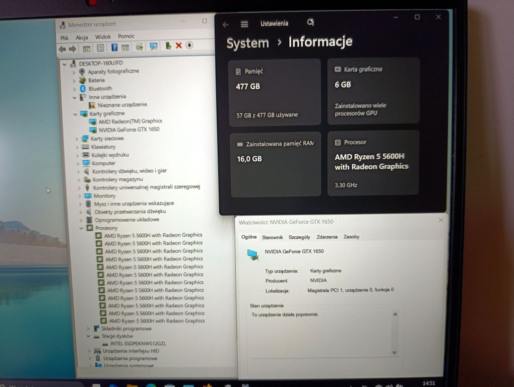 Lenovo 144Hz R5 5600h GTX 1650 16ram 512ssd