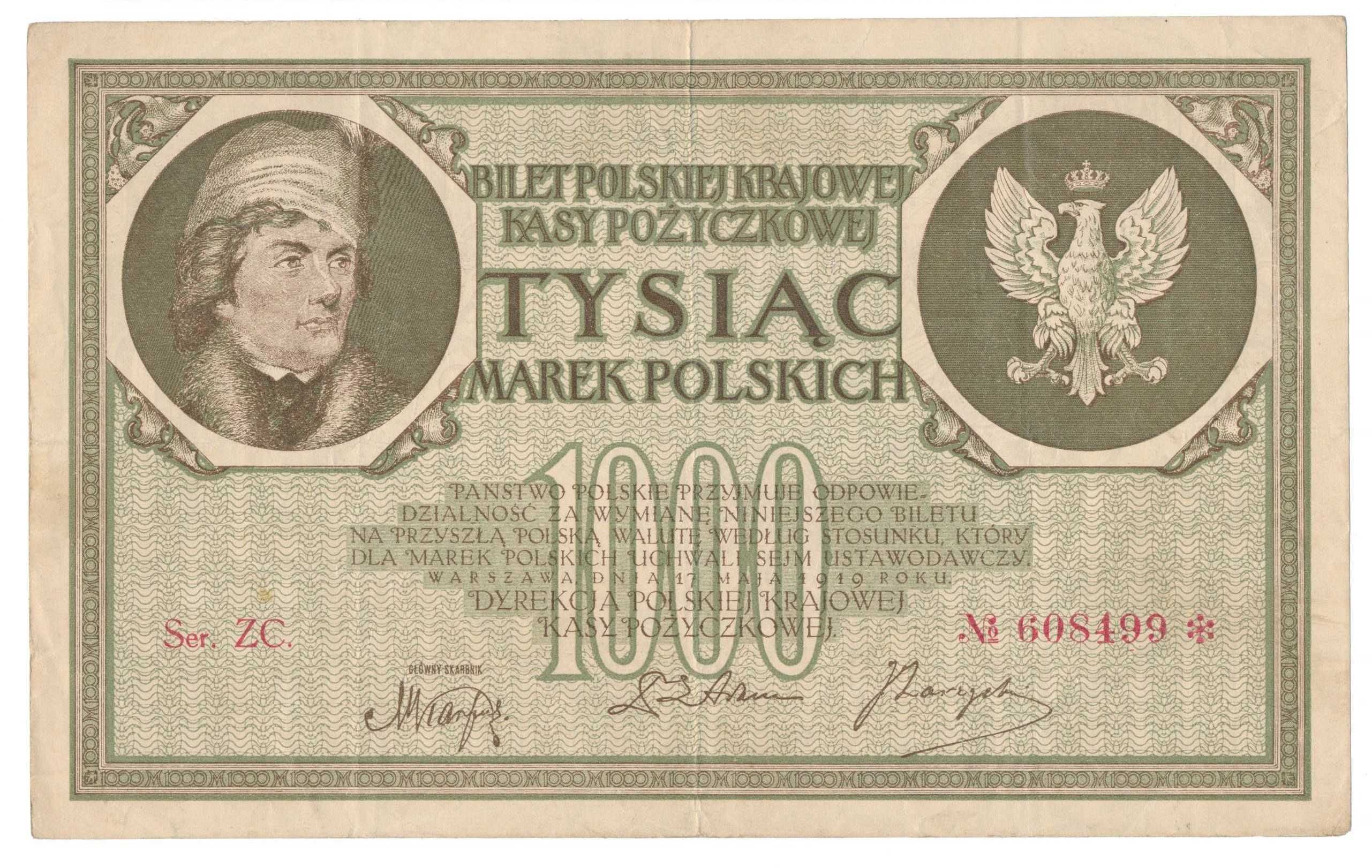 1000 marek polskich maj 1919 Rzadszy banknot !! !! !! !!